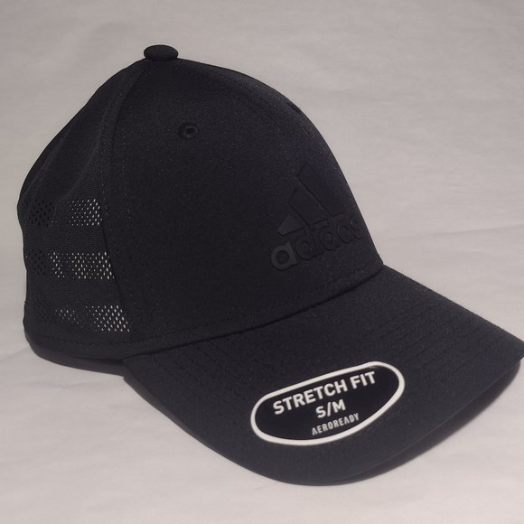 Adidas Stretch Fit Aeroready Men's Cap Hat - Black, Size S/M - Picture 2 of 8
